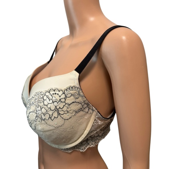 Victoria Secret Dream Angel Push Up Underwire Elegant Lace Trim Cream Bra 38D - Picture 2 of 8
